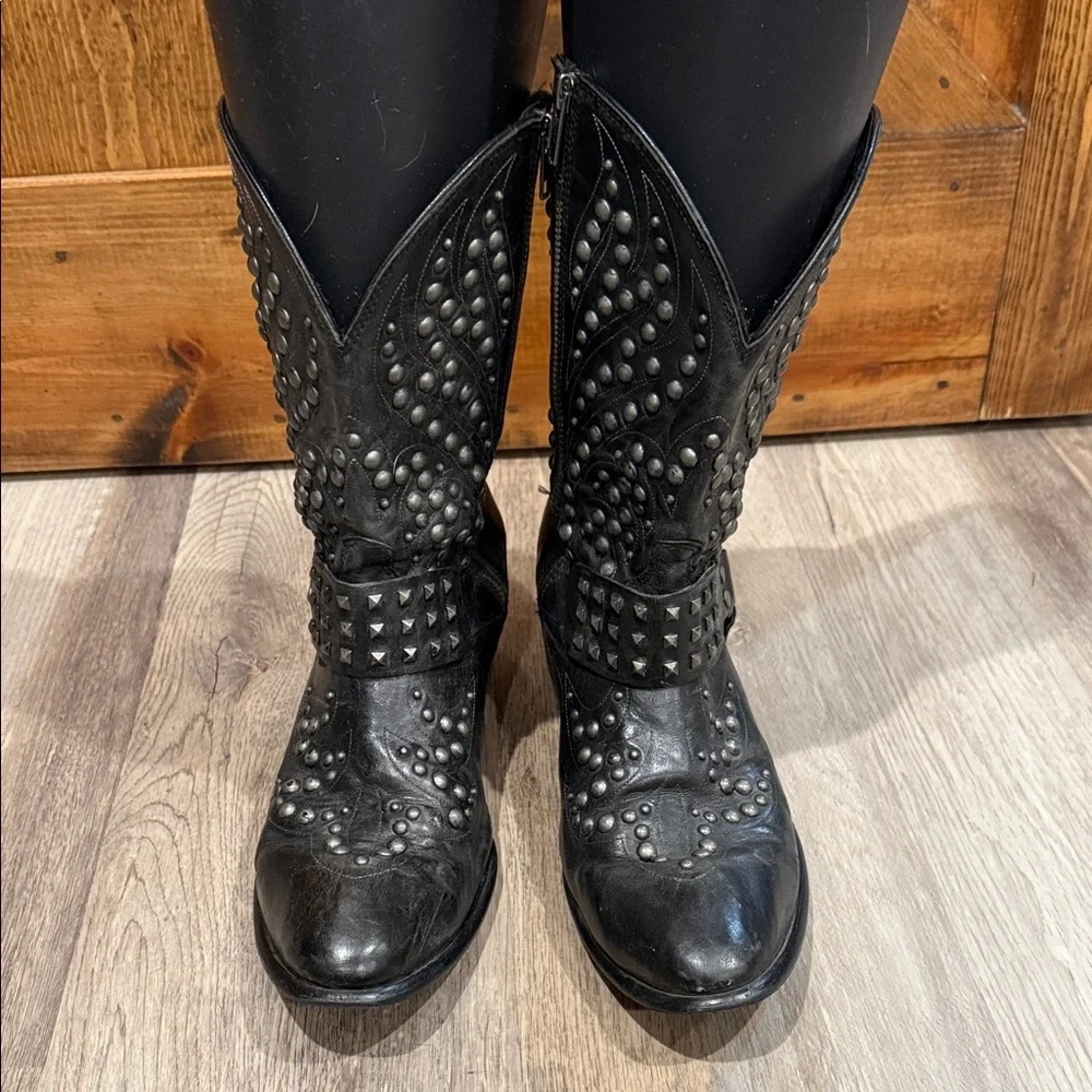 Ariat Studded Western Boots Womens Epic Harness Cowboy 11 B Black Leather - Picture 2 of 16